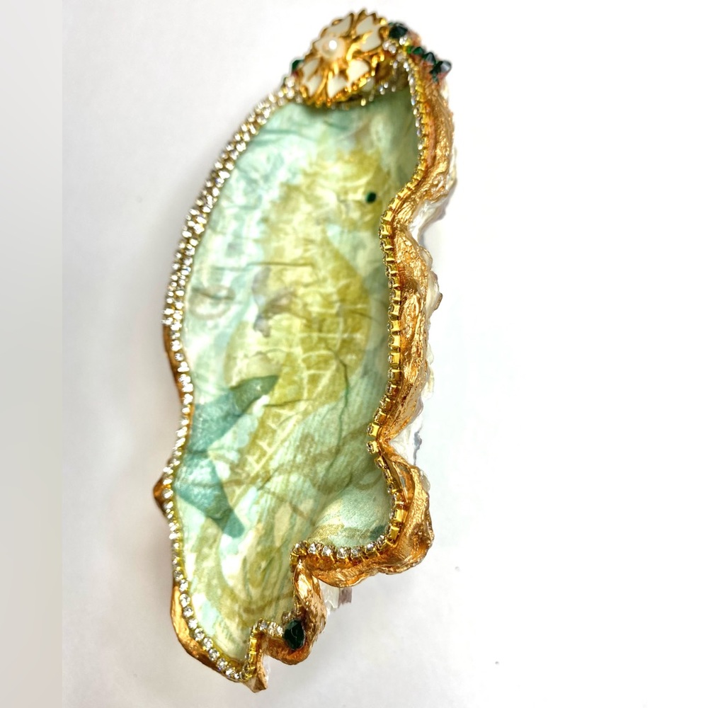 Seahorse oyster shell ring/trinket dish Handmade Coastal gifts - Picture 2 of 13